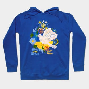 Stand with Ukraine. White dove Hoodie